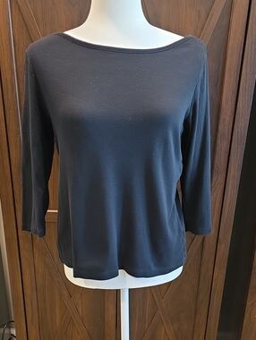 Talbots Black Boatneck 3/4 Sleeve Top